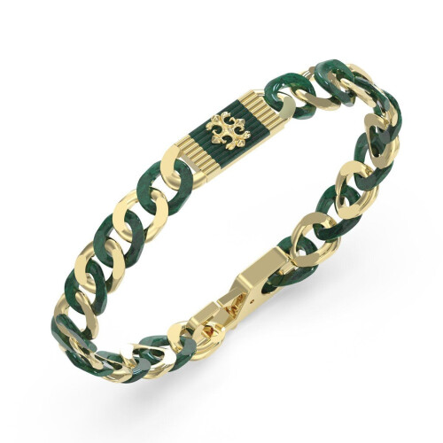 Guess Jewellery JUMB05063JWYGGNS - Armband - Curb en resin schakel - Goudkleurig groen