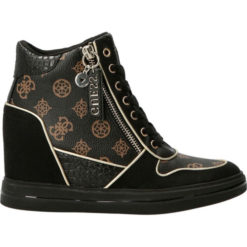 Guess Nangy - Hoge sneakers - Imitatieleer - Bruin/Zwart - Maat 36