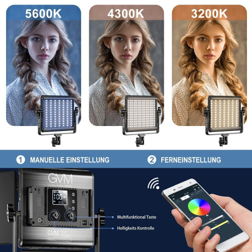 GVM 800D - Video LED Lamp met Statief - App Bediening 3200-5600K RGB Variabele Intensiteit Tweedehands