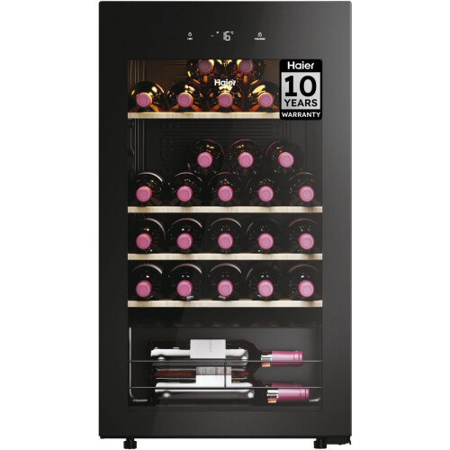 Haier HWS34GGH1 - Wijnkoelkast - 34 flessen - Vochtbalans technologie - Anti-vibratie - Anti-UV glas - Zwart