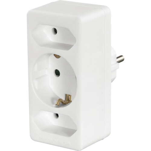 Hama 3-voudige, Verdeelstekker, Multi-Plug, 2 Euro stekker/1 geaarde stekker, wit Tweedehands