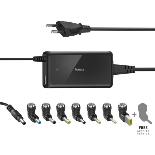 Hama Slim&Light - Universele notebook-netadapter - 8 stekkers - Zwart Tweedehands