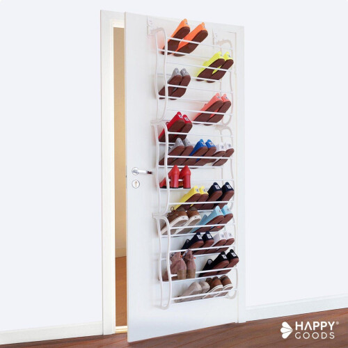 Happy Goods® - XXL Schoenenrek - 40 paar schoenen - Hangend opbergsysteem - Wit
