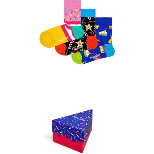 Happy Socks Kids Happy Birthday Giftbox - Muziekdoos met 3 paar sokken - Paars (3 paar) Tweedehands