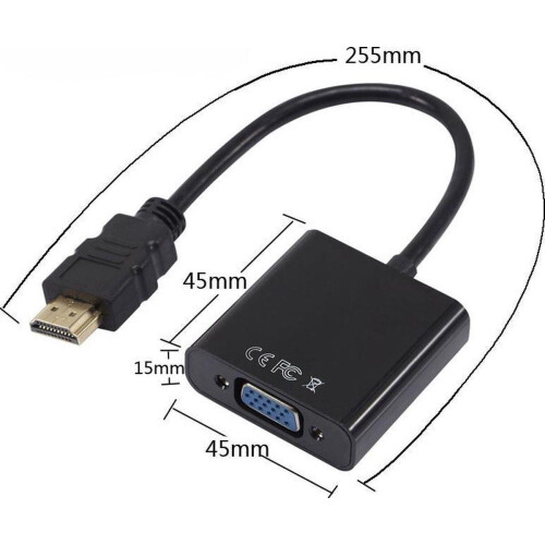 HDMI Naar VGA Adapter Converter - 1080P Full HD - Inclusief 3.5MM Jack Aux - Zwart