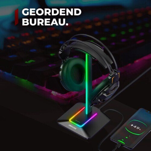 Headset Stand - Koptelefoonhouder - Standaard - Met LED Licht en Kabel Organizer