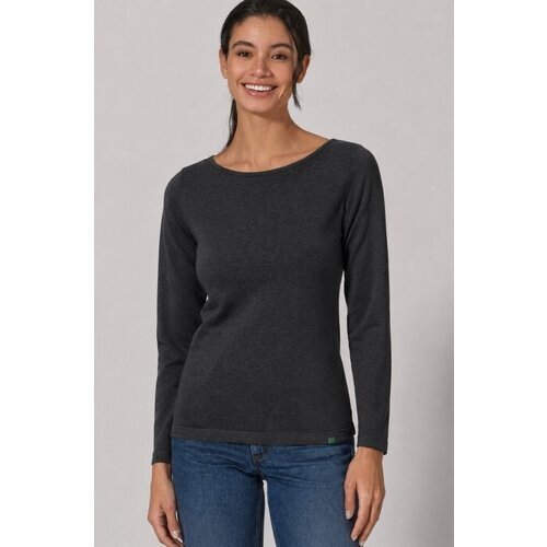 Hempage dames vegan Shirt Met Lange Mouwen Boothals Zwart Tweedehands