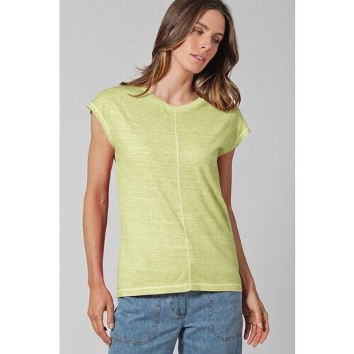 Hempage dames vegan T-Shirt Decoratieve Naden Bamboegroen Tweedehands
