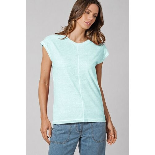 Hempage dames vegan T-Shirt Decoratieve Naden Meerblauw Tweedehands