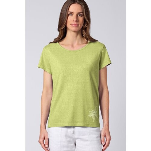 Hempage dames vegan T-Shirt Hennep Print Bamboe Groen Tweedehands