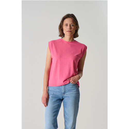 Hempage dames vegan T-Shirt Mouwloos Hibiscus Roze Tweedehands