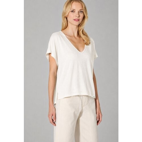Hempage dames vegan T-Shirt Slub Jersey Gebroken Wit Tweedehands