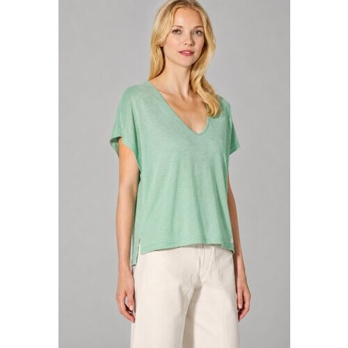 Hempage dames vegan T-Shirt Slub Jersey Mintgroen Tweedehands