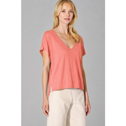 Hempage dames vegan T-Shirt Slub Jersey Perzik Tweedehands