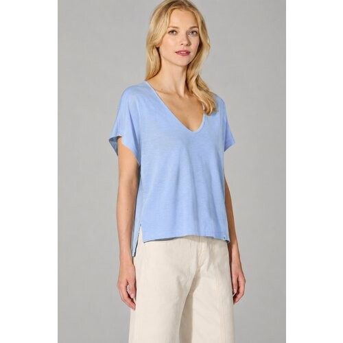 Hempage dames vegan T-Shirt Slub Jersey Waterblauw Tweedehands
