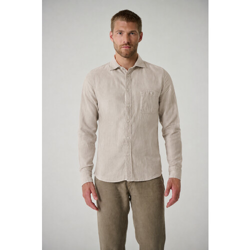 Hempage mannen vegan Overhemd Slim Fit Thistle Beige Tweedehands