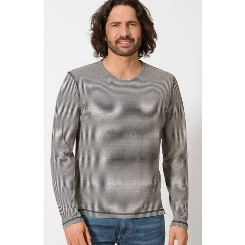 Hempage mannen vegan Shirt Met Lange Mouwen Striped Gebroken Wit Tweedehands