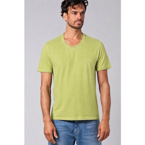 Hempage mannen vegan T-Shirt Rolled Up V-Neck Bamboo Groen Tweedehands