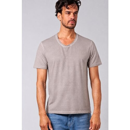 Hempage mannen vegan T-Shirt Rolled V-Neck Thistle Beige Tweedehands