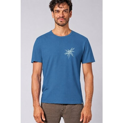 Hempage mannen vegan T-Shirt Timeless Printed Oceaanblauw Tweedehands