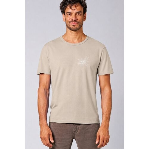 Hempage mannen vegan T-Shirt Timeless Printed Thistle Beige Tweedehands