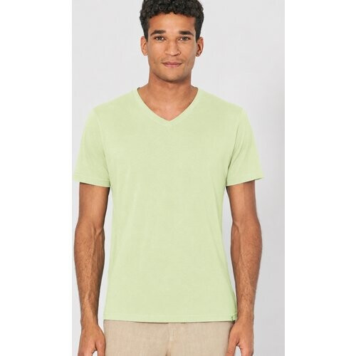 Hempage mannen vegan T-Shirt V-Hals Slim Fit Matcha Groen Tweedehands