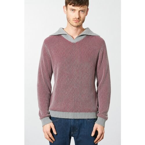 Hempage mannen vegan Trui Troyer Tinto Rood Grijs Tweedehands