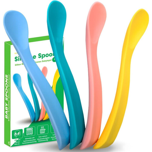 HI NATURE™ 4X Baby lepeltjes BPA vrij - Babylepel siliconen - Lepels voor Leren Eten met Bestek - Kinderbestek - Eetlepel - Bestek Lepel Tweedehands