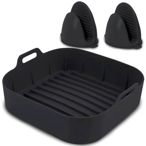 HI NATURE™ AF3X - Airfryer siliconen bakje set - Vervanger bakpapier - 20 CM (Zwart) Tweedehands