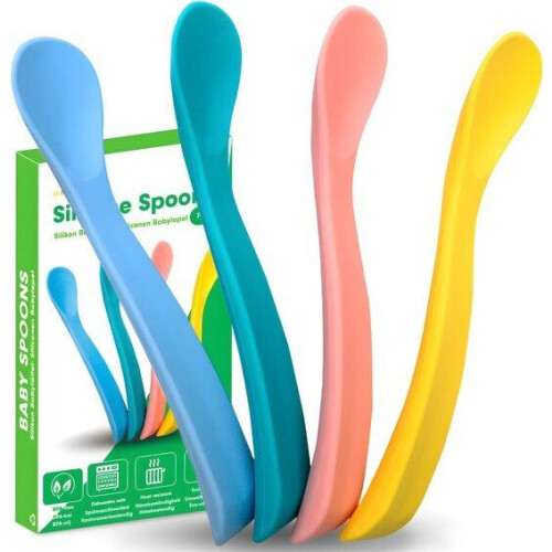 HI NATURE™ Baby lepeltjes - Siliconen babylepel - 100% BPA vrij - 4 stuks (4 stuks) Tweedehands