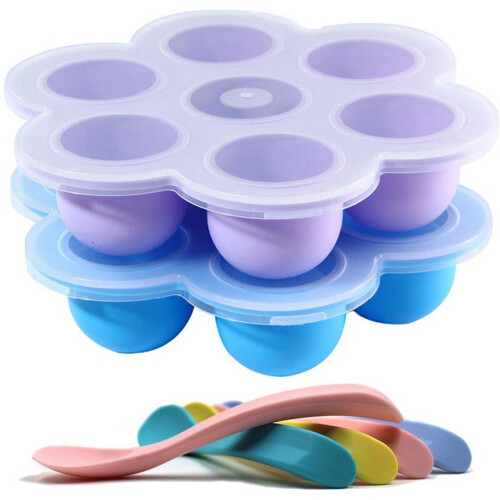 HI NATURE™ Babyvoeding bewaarbakjes set - 100% BPA-vrij siliconen - Inclusief 4 babylepels - (2 stuks)