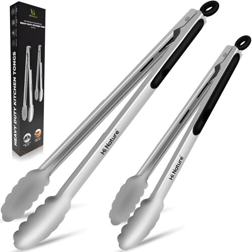 HI NATURE™ Barbecuetangen - Premium Multifunctionele Keukentang - Barbecuetang set 23CM&30CM | BBQ Accesoires - vleestang - serveertang - salade tang - tangenset - keuken tangen | Hittebestendig&Vaatwasserbestendig - Roestvrij staal (RVS) Tweedehands