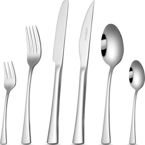 HI NATURE™ Besteksets - 36-delige Bestekset 6 Persoons 100% RVS - Vaatwasserbestendig Glanzend Zilver (36 stuks) Tweedehands