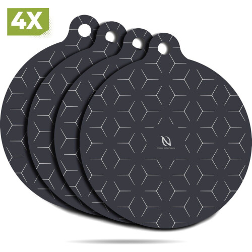 HI NATURE™ Inductie Beschermer set 4 Stuks - Hittebestendig - Antislip - Diameter 22 cm (Zwart)