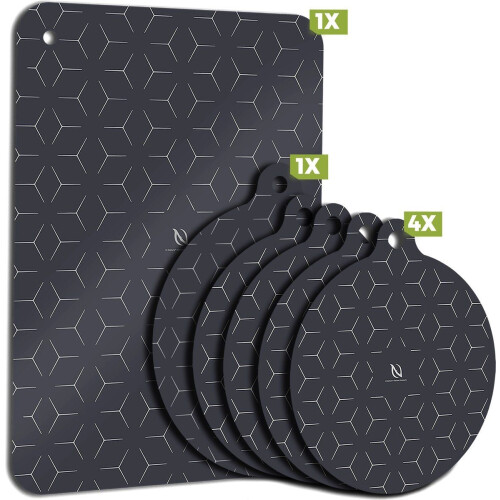 HI NATURE™ Inductie Beschermer set - Hittebestendig - Bescherming tegen krassen - Zwart (6 stuks) Tweedehands