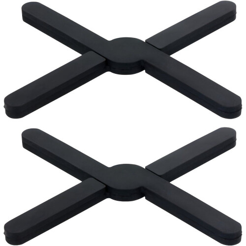 HI NATURE™ Panonderzetters - Opvouwbaar Siliconen - Hittebestendig Antislip - Zwart (2 stuks) Tweedehands