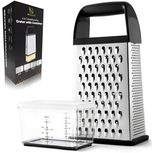 HI NATURE™ 4-in-1 Rasp - Multifunctionele Torenrasp met Opvangbak - Roestvast Staal RVS