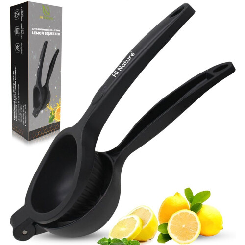 HI NATURE™ Robuuste Kwaliteit Citroenpers - Handmatige Citruspers - Roestvrij Staal - Zwart