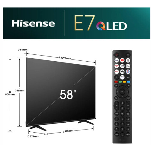 Hisense 58e7nqt - 58 Inch - 4k Qled - 60 Hz - Smart Tv - Vidaa | Nieuw (outlet)