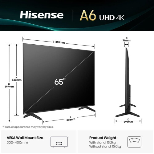Hisense 65a6qt - 65 Inch - 4k Uhd Led Tv - Smart Tv | Nieuw (outlet)