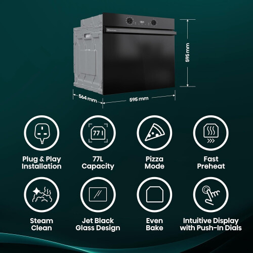 Hisense Bi622abpguk - Inbouw Oven - 77l - Hetelucht & Grill - Energieklasse A | Nieuw (outlet)