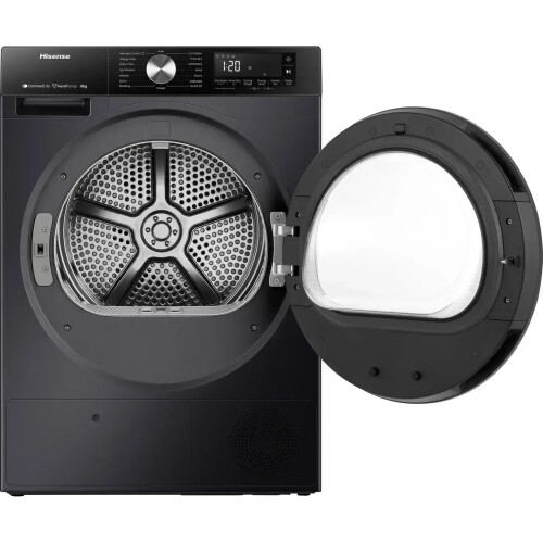 Hisense Dh3s802bb3 - Warmtepompdroger - 8 Kg - 64 Db - Energieklasse C - Zwart | Nieuw (outlet)