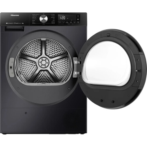 Hisense Dh3s802bb3 - Warmtepompdroger - 8 Kg - Connectlife - 64 Db - Energieklasse A+++ - Grafiet | Nieuw (outlet)