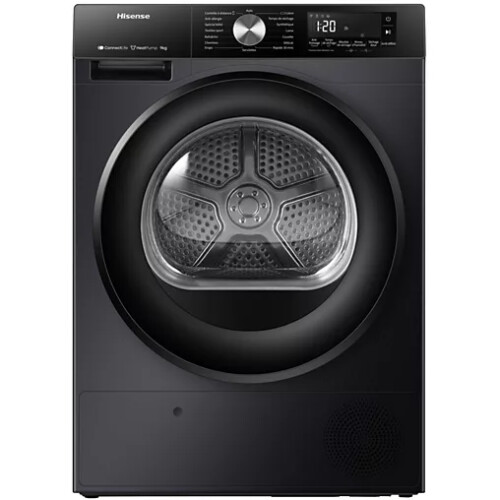 Hisense Dh3s902bb3 - Warmtepompdroger - 9 Kg - Steamtech & Wi-fi - 64 Db - Energieklasse C - Zwart | Nieuw (outlet)