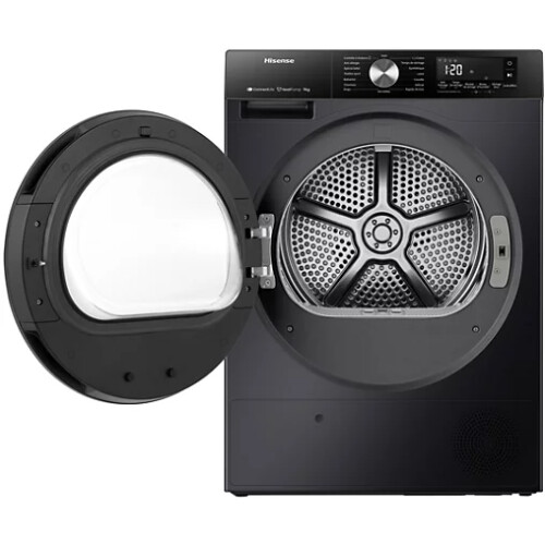 Hisense Dh3s902bb3 - Warmtepompdroger - 9 Kg - Steamtech & Wi-fi - 64 Db - Energieklasse C - Zwart | Nieuw (outlet)