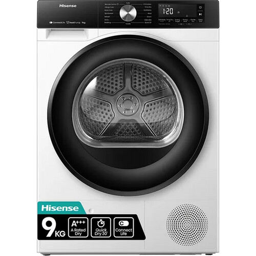 Hisense Dh3s902bw3 - Warmtepompdroger - 9 Kg - 64 Db - Energieklasse A+++ - Wit | Nieuw (outlet) Tweedehands