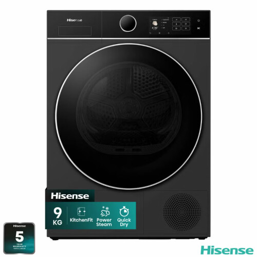 Hisense Dh5i904bbbc - Warmtepompdroger - 9 Kg - 60 Db - Energieklasse B - Zwart | Nieuw (outlet)