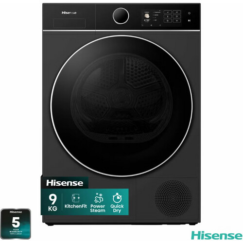 Hisense Dh5i904bbbc - Warmtepompdroger - 9 Kg - 60 Db - Energieklasse B - Zwart | Nieuw (outlet) Tweedehands