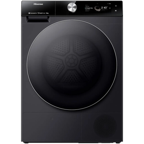 Hisense Dh7s107bb - Warmtepompdroger - 10 Kg - Ai Super Dry - 62 Db - Energieklasse A+++ - Zwart | Nieuw (outlet)