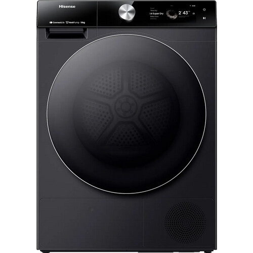 Hisense Dh7s107bb - Warmtepompdroger - 10 Kg - Ai Super Dry - 62 Db - Energieklasse A+++ - Zwart | Nieuw (outlet) Tweedehands
